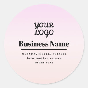 Your Logo & Text   Pink & Peach Ombre Classic Round Sticker