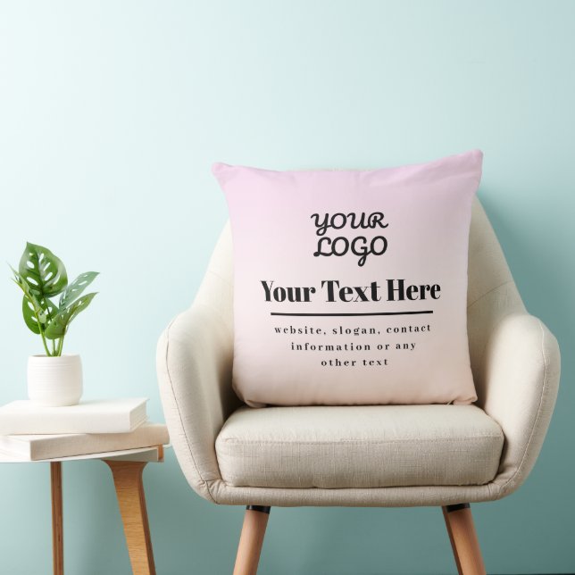 Your Logo & Text | Pink & Peach Ombre Cushion (Chair)