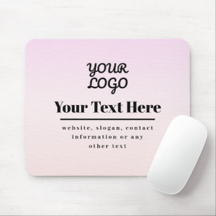 Your Logo & Text   Pink & Peach Ombre Mouse Mat