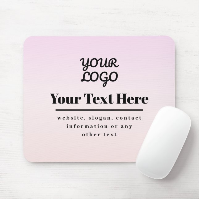 Your Logo & Text | Pink & Peach Ombre Mouse Mat (With Mouse)
