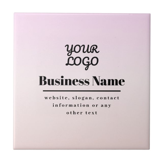 Your Logo & Text | Pink & Peach Ombre Tile (Front)