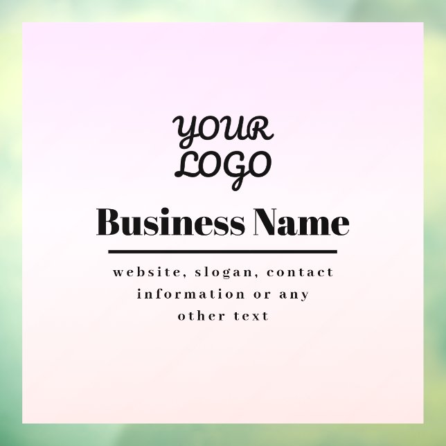 Your Logo & Text | Pink & Peach Ombre Window Cling (Sheet 3)