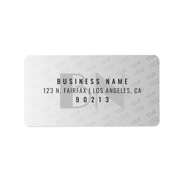 Your Logo Tiled | Grey Gradient Return Address Label (Front)