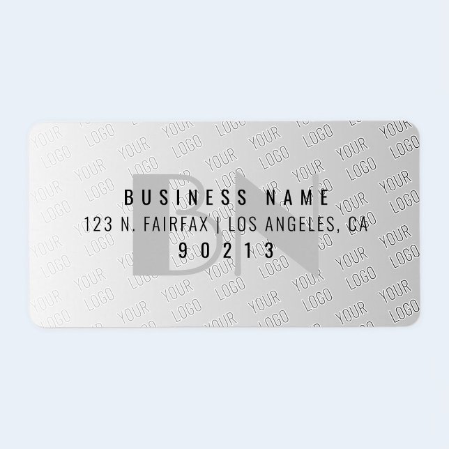 Your Logo Tiled | Grey Gradient Return Address Label (Creator Uploaded)