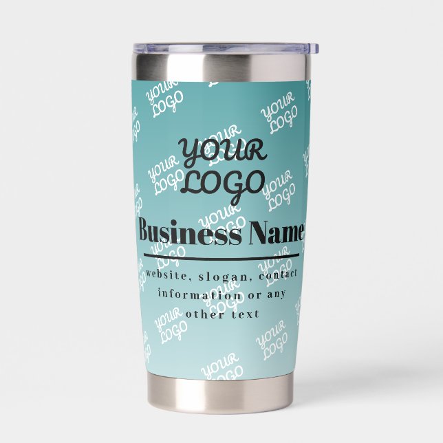 Your Logo Tiled Logo & Editable Ombre Insulated Tumbler (Left)