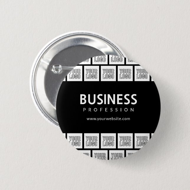 Your Logo Tiled Pattern & Editable Business Name  6 Cm Round Badge (Front & Back)