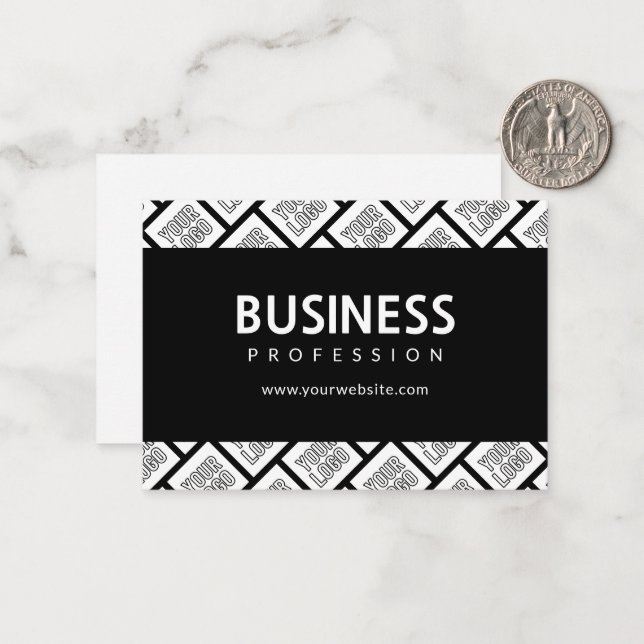 Your Logo Tiled Pattern & Editable Business Name  Card (Front/Back In Situ)