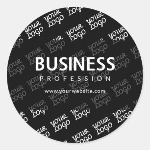 Your Logo Tiled Pattern & Editable Business Name Classic Round Sticker