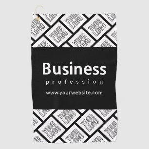 Your Logo Tiled Pattern & Editable Business Name Golf Towel