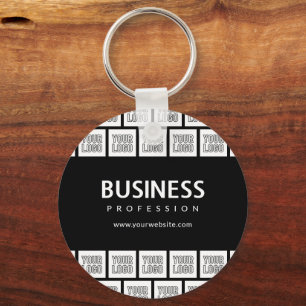 Your Logo Tiled Pattern & Editable Business Name Key Ring