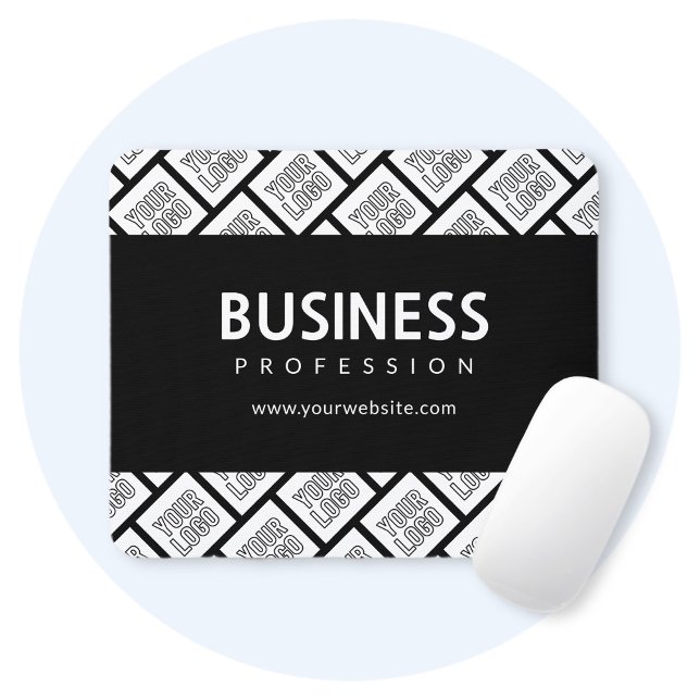Your Logo Tiled Pattern & Editable Business Name  Mouse Mat (Creator Uploaded)