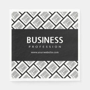Your Logo Tiled Pattern & Editable Business Name  Napkin