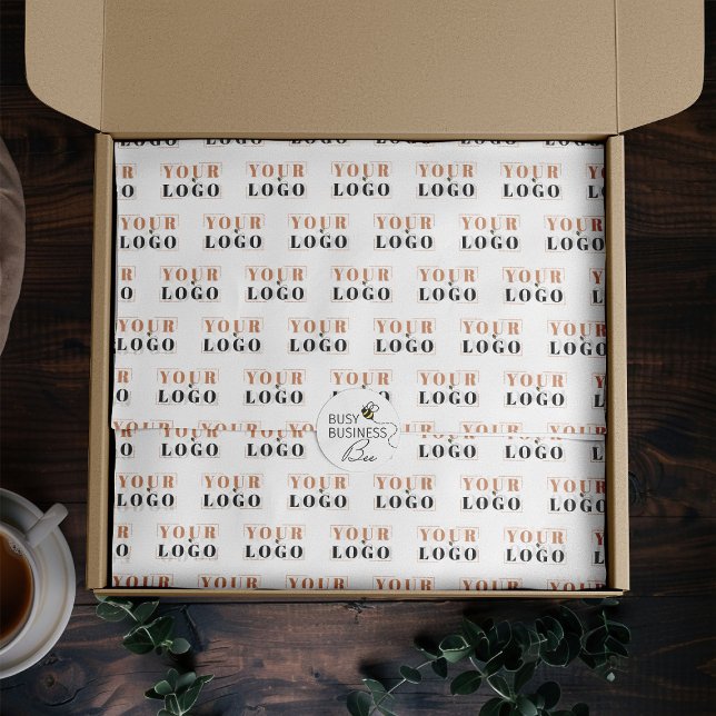 Your Logo Tiled Pattern Large Sheet Tissue Paper (Logo branded tissue paper by Busy Business Bee)