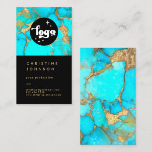 your logo turquoise stone on black business card