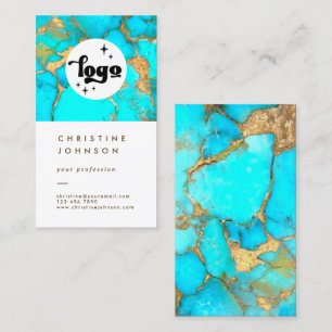 your logo turquoise stone on white business card
