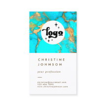 your logo turquoise stone on white business card
