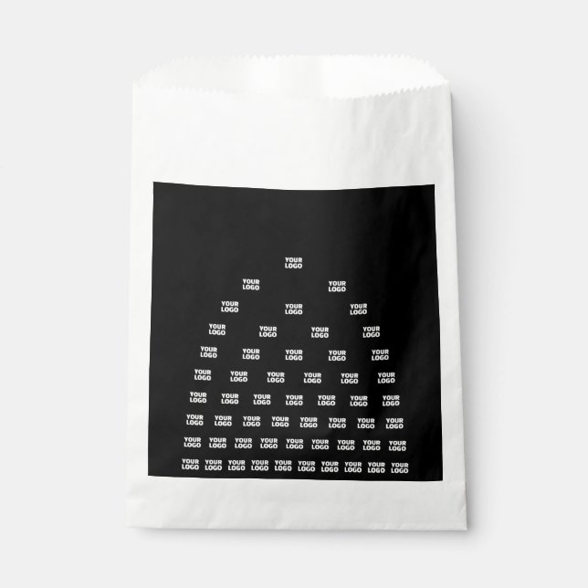 Your Logo Unique Arch Pattern | Black (editable) Favour Bags (Front)