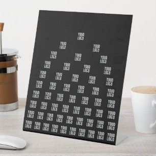 Your Logo Unique Arch Pattern Black (editable) Pedestal Sign