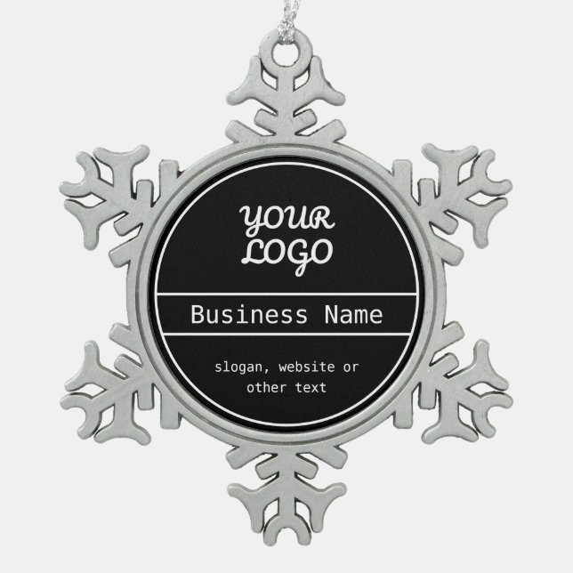Your Logo | Unique Editable Business Design Snowflake Pewter Christmas Ornament (Front)