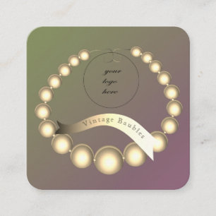 Your Logo Vintage Gold Color Baubles Square Business Card