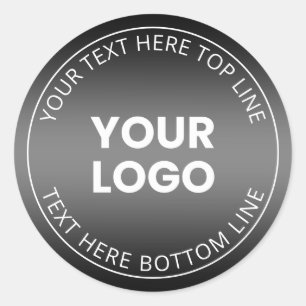 Your Logo w/Editable Black & White Gradient  Classic Round Sticker