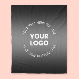 Your Logo w/Editable Black & White Gradient  Fleece Blanket