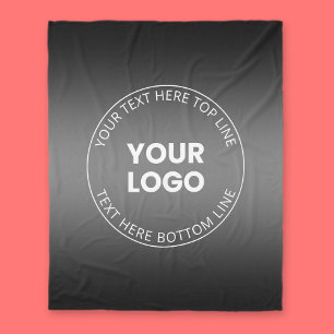 Your Logo w/Editable Black & White Gradient  Fleece Blanket
