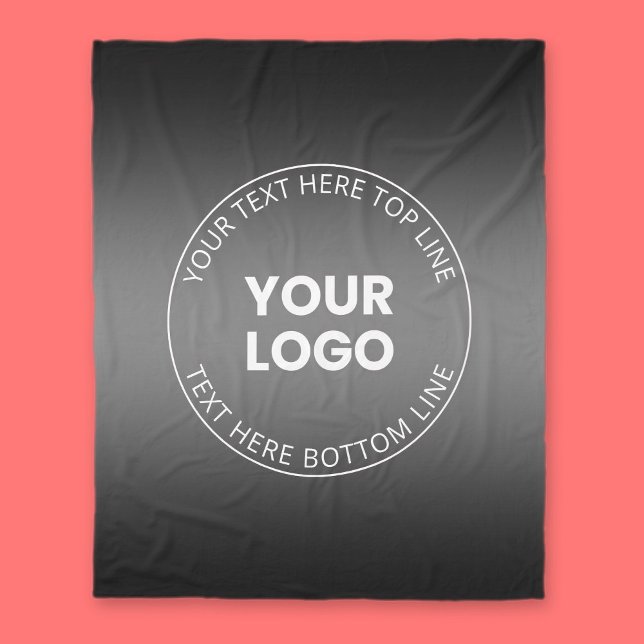 Your Logo w/Editable Black & White Gradient  Fleece Blanket (Creator Uploaded)