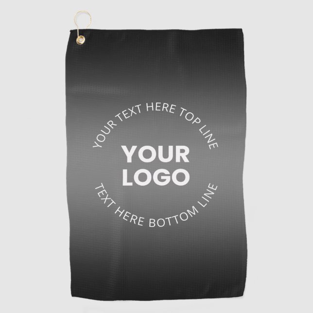 Your Logo w/Editable Black & White Gradient  Golf Towel (Front)