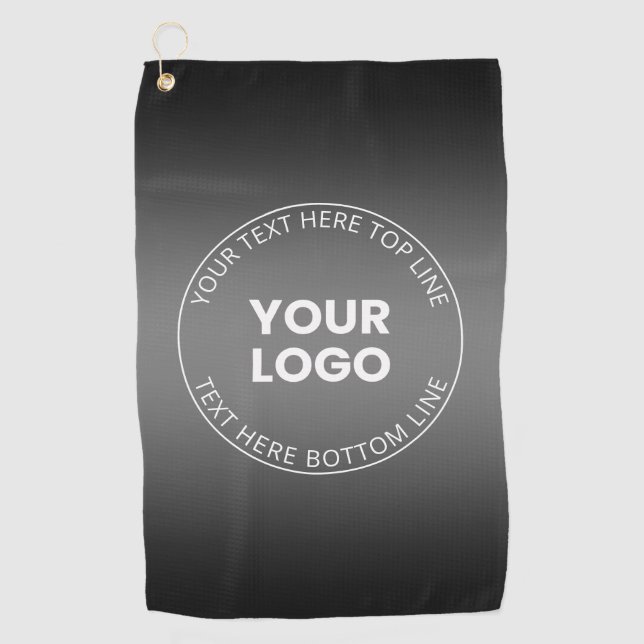 Your Logo w/Editable Black & White Gradient  Golf Towel (Front)