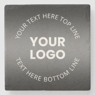 Your Logo w/Editable Black & White Gradient Stone Coaster