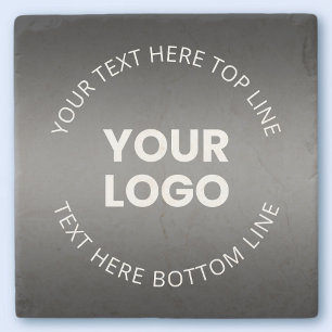 Your Logo w/Editable Black & White Gradient Stone Coaster
