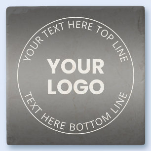 Your Logo w/Editable Black & White Gradient Stone Coaster