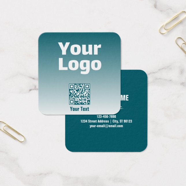 Your Logo w/Editable QR code & Gradient Ombre (Office)