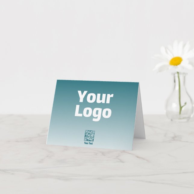 Your Logo w/Editable QR code & Gradient Ombre Card (Small Plant)