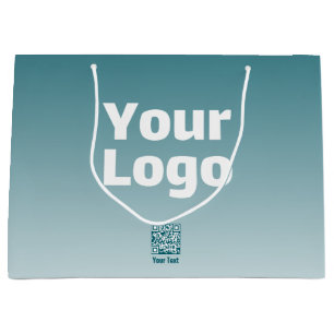 Your Logo w/Editable QR code & Gradient Ombre Large Gift Bag
