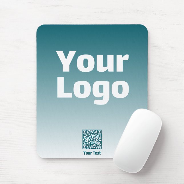 Your Logo w/Editable QR code & Gradient Ombre Mouse Mat (With Mouse)