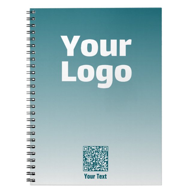 Your Logo w/Editable QR code & Gradient Ombre Notebook (Front)