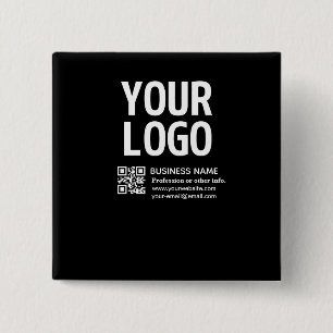 Your Logo w/Editable QR code & Text 15 Cm Square Badge