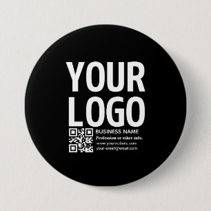 Your Logo w/Editable QR code & Text 7.5 Cm Round Badge