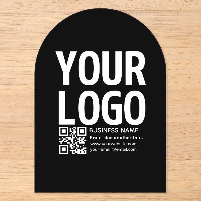 Your Logo w/Editable QR code & Text  Acrylic Invitations (Front)