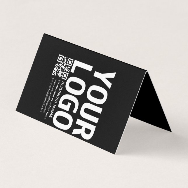 Your Logo w/Editable QR code & Text  Business Card (Front)