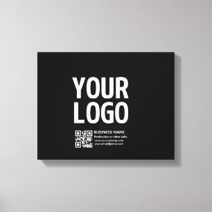 Your Logo w/Editable QR code & Text Canvas Print