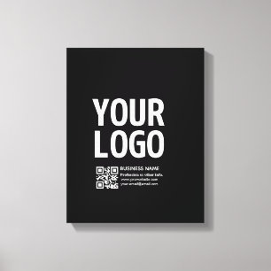 Your Logo w/Editable QR code & Text Canvas Print