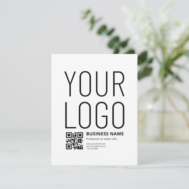 Your Logo w/Editable QR code & Text Card (Standing Front)