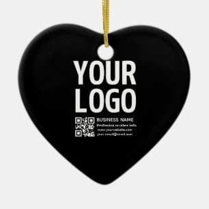 Your Logo w/Editable QR code & Text Ceramic Tree Decoration