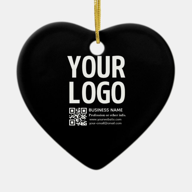 Your Logo w/Editable QR code & Text  Ceramic Tree Decoration (Front)