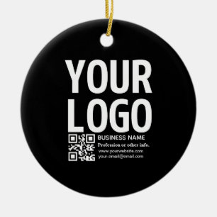 Your Logo w/Editable QR code & Text Ceramic Tree Decoration