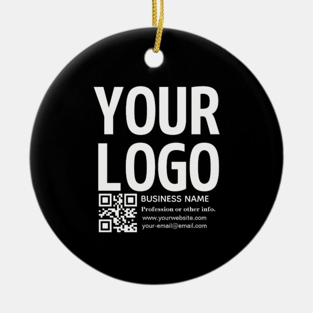 Your Logo w/Editable QR code & Text  Ceramic Tree Decoration (Front)