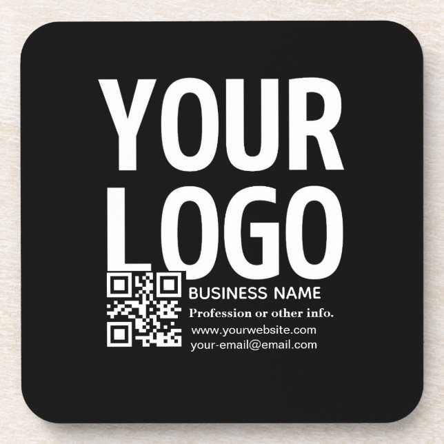 Your Logo w/Editable QR code & Text  Coaster (Front)